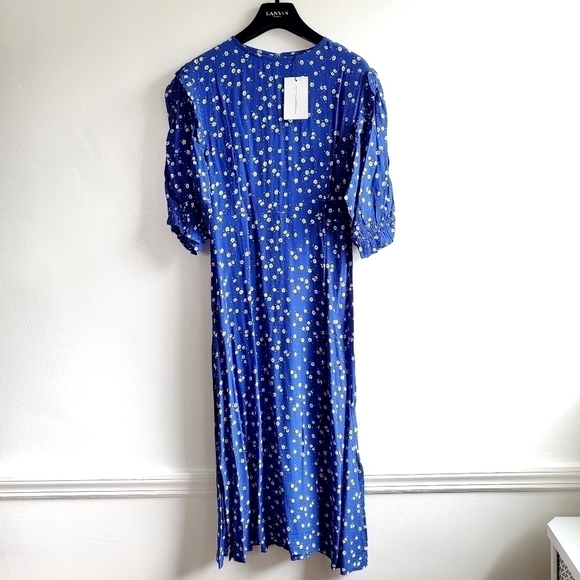 Faithfull The Brand Jean Marie Betina Floral Print Cobalt Blue Midi Dress NWT - Picture 11 of 17